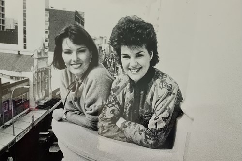 Anne Millar (left) and Deborah Reidel (right) at His Majesty's Theatre c. 1986.